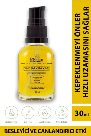 Bitkisel Saç Bakım Serumu (ÇAY AĞACI YAĞI- HİNT YAĞI- JOJOBA YAĞI- E VİTAMİNİ) 30 ml - Dr. Galenus