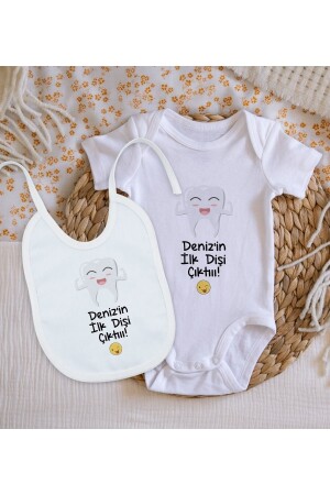 Bk Kids My First Teeth Came Out Design Baby-Bodysuit und Baby-Lätzchen-Geschenkset – Modell 1 Bitmayan119816 - 4