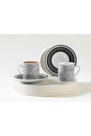Black Dots Porselen 2'li Kahve Fincanı Takımı 80 Ml Siyah 10037535 - English Home