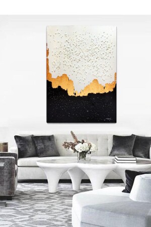 Black Gold White Kanvas Tablo 100x140 Cm BLKGLDWHT012 - 2