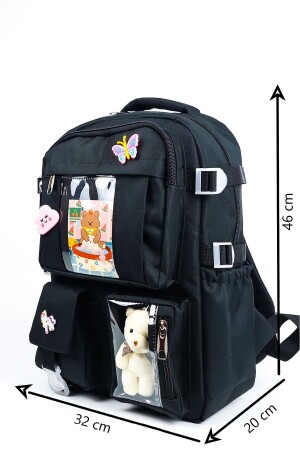 Black Lejon Company Kawaii-Rucksack im koreanischen Stil, komplett mit Zubehör, orthopädischer Alltagsrucksack für die Schule - 3