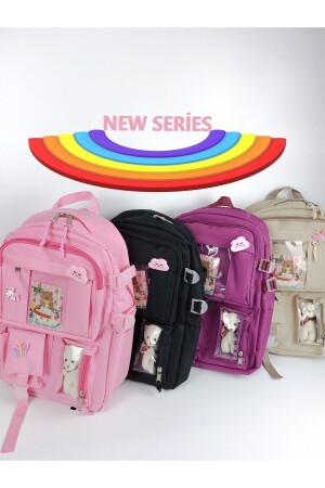 Black Lejon Company Kawaii-Rucksack im koreanischen Stil, komplett mit Zubehör, orthopädischer Alltagsrucksack für die Schule - 9