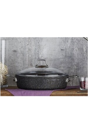 Black Line Gussgranit 28 cm kurzer Schmortopf Schwarz FLZ-BLCKLN28KS-SIY - Falez