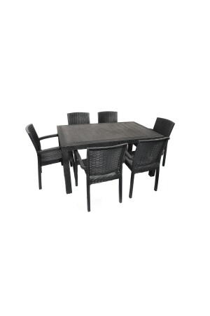 Black Series Tischset für 6 Personen, Garten, Balkon, Terrasse, 90 x 150, Tischset mit 6 Stühlen, BlackSeri - 4