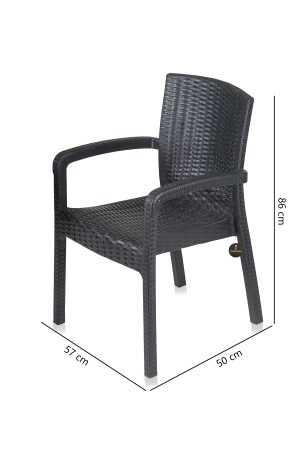 Black Serisi 6 Kişilik Bahçe Balkon Teras Masa Seti 90x150 6 Sandalye Masa Seti - 2