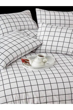 Black White Checked Cotton Double Duvet Cover Set (BED Sheet PILLOW CASE QUILT COVER) SCKNTK - 5