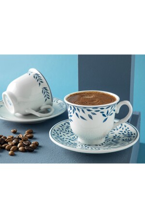 Blatt Porzellan 4-teiliges Kaffeetassen-Set für 2 Personen 80 ml dunkelblau 10035826 - 5