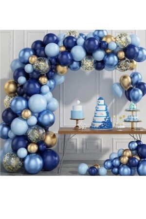 Blau, Marineblau, 65-teiliges Ballonketten-Dekorationsset, 5 Farben, Beschneidung, 1 Jahr alt, BYS000001353 - 2