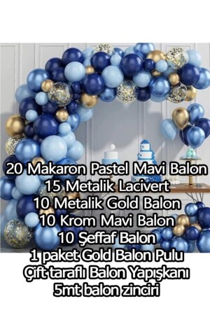 Blau, Marineblau, 65-teiliges Ballonketten-Dekorationsset, 5 Farben, Beschneidung, 1 Jahr alt, BYS000001353 - 5