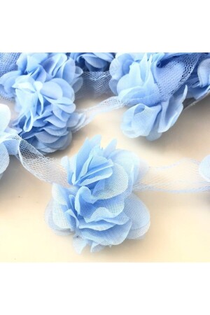 Blaue 1 m Rose, lasergeschnittene Blume, 12–13 Stück, Organza, Tüllrand, Ornament, Textildesign, Stoff, künstliches Ornament - 2