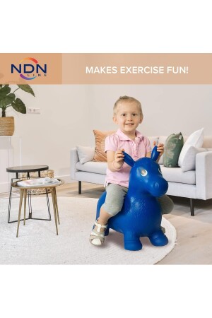 Blaue aufblasbare Hüpftiere Pilates Einhorn-Pferd-Esel-Spielzeug-Aufblaspumpe - 7