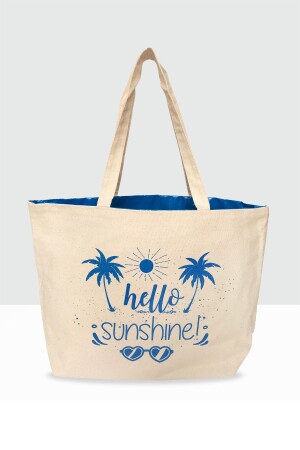 Blaue Baumwoll-Canvas-Tasche „Hello Sun Shine“ für Damen - 1