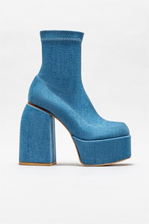 Blaue Damenstiefel mit Absatz - 1