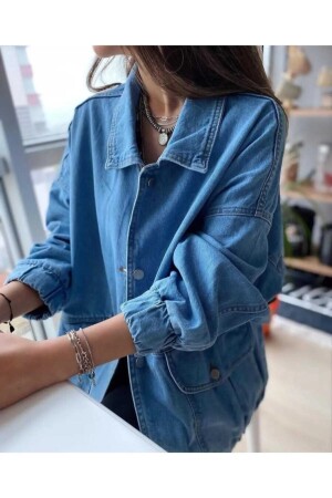 Blaue Jeansjacke für Damen L - 4