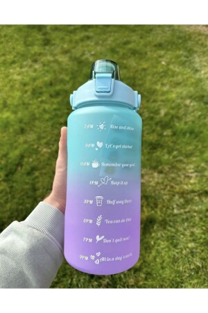Blaue motivierende Wasserflasche, Wasserflasche, Wasserflasche, 2 l, Tritan-Wasserflasche für Fitnessstudio, Bpa-freie Wasserflasche SH-MATARA - 1