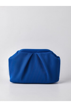 Blaue Plissee-Clutch-Handtasche für Damen - 1