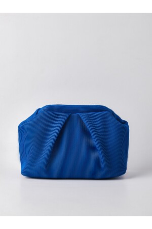 Blaue Plissee-Clutch-Handtasche für Damen - 2