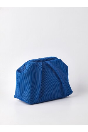 Blaue Plissee-Clutch-Handtasche für Damen - 5