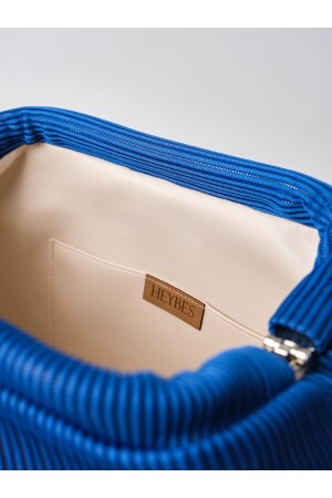 Blaue Plissee-Clutch-Handtasche für Damen - 7