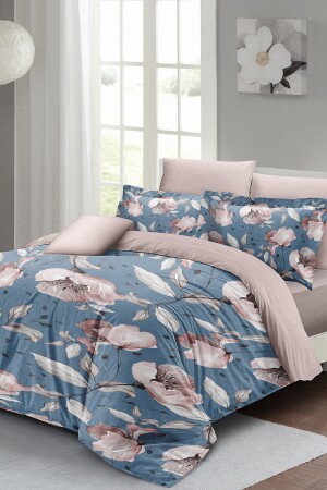 Blaue Rose Doppelbettbezug-Set 3D-Baumwollsatin monohome33552 - 5