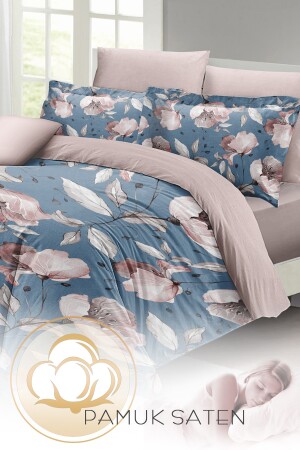 Blaue Rose Doppelbettbezug-Set 3D-Baumwollsatin monohome33552 - 7