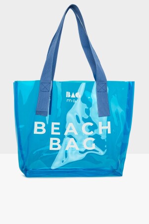 Blaue Strandtasche für Damen, bedruckt, transparent, Strandtasche M000007257 - 1