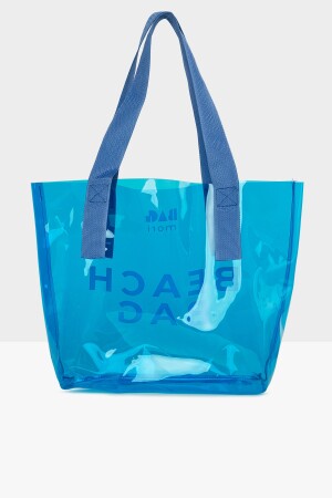 Blaue Strandtasche für Damen, bedruckt, transparent, Strandtasche M000007257 - 3