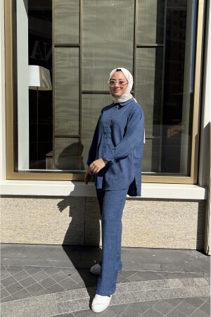 BLAUER DOPPEL-HIJAB-ANZUG - 2