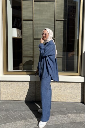 BLAUER DOPPEL-HIJAB-ANZUG - 4