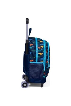 Blauer, korallenroter, beleuchteter Grundschulrucksack mit Rollen für Jungen – Dinosaurier – - 3