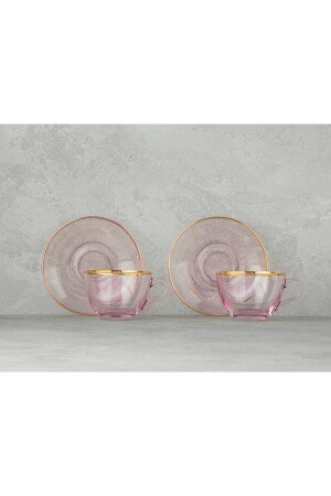 Blaze Glass 4-teiliges Teetassen-Set für 2 Personen, Rosa - 5