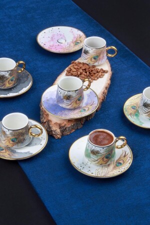 Blaze Peacock 90 ml Porzellan-Kaffeetassen-Set für 6 Personen 0128 HXF-011655/12TY - ACAR