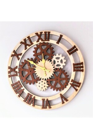 ساعة الجدار من الخشب من النخاع المكبر والنوت الرقم الروماني تفاصيل BLGSAAT0029 - Bilge Lazer