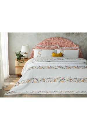 Bloomy Lines Baumwoll-Bettbezug-Set für King-Size-Betten, 240 x 220 cm, Gelb, TYC00819207629 - English Home