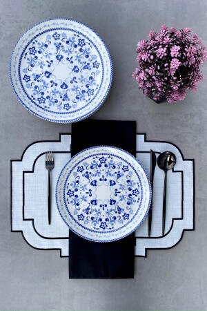 Blue Blanc 25 cm Set mit 6 blauen klassischen Porzellan-Serviertellern für 6 Personen PDTLBLBLNC123 - 3