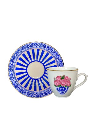 Blue Blanc Pink Rose Set mit 2 Kaffeetassen FIN162 - 2