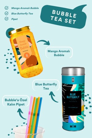 Blue Butterfly Bubble Tea Set - 2