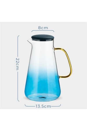 Blue Life 1800 ml Borosilikat-hitzebeständiger hoher Glaskrug VD-7366s - 6