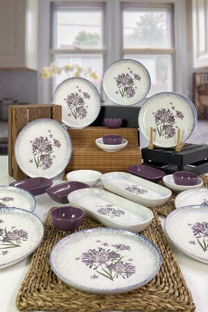 Blue Lily 24-teiliges Frühstücksset für 12 Personen - Keramika