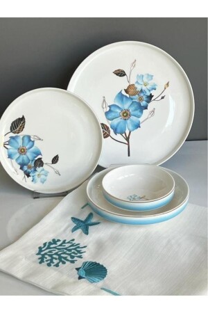 Blue Rose Blaues Rosenmuster Bone Chine Porzellan 24-teiliges Tafelservice Vogue008 - 1