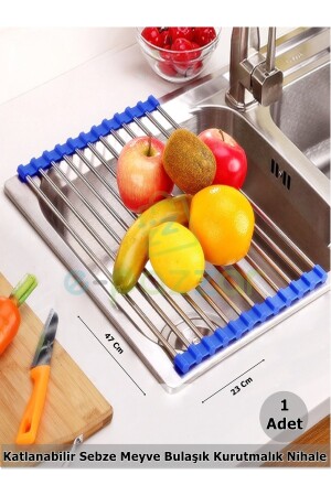 Blue Sink Counter Top Folding Gemüse Fruit Dish Drying Mat Drainer Trivet 47 X 23 Cm TYC. 9200 - 2