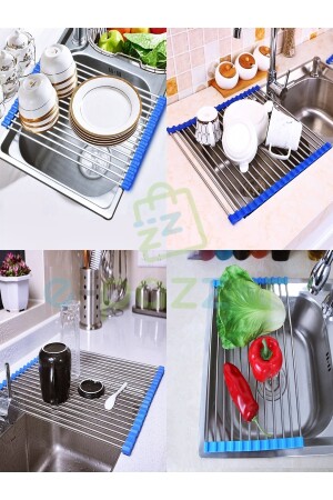 Blue Sink Counter Top Folding Gemüse Fruit Dish Drying Mat Drainer Trivet 47 X 23 Cm TYC. 9200 - 3