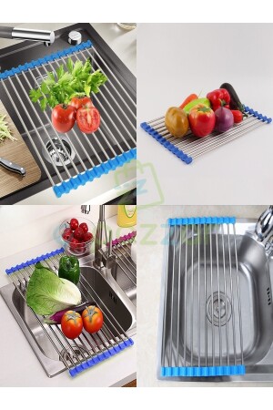 Blue Sink Counter Top Folding Gemüse Fruit Dish Drying Mat Drainer Trivet 47 X 23 Cm TYC. 9200 - 5