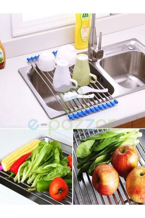 Blue Sink Counter Top Folding Gemüse Fruit Dish Drying Mat Drainer Trivet 47 X 23 Cm TYC. 9200 - 6