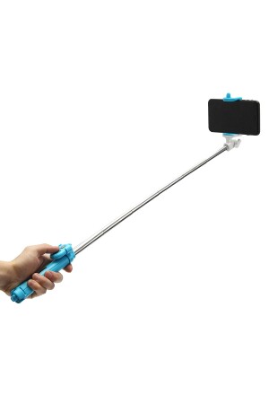 Bluetooth Kumanda Tüm Telefonlara Uyumlu Video Selfie Ve Fotoğraf Çekme Kolaylığı Renk ( Mavi) - 2