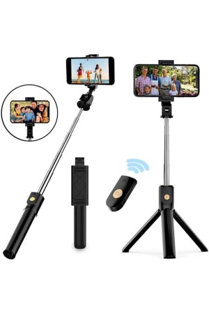 Bluetooth Kumandalı Selfie Çubuğu Tripot Stick Tripod Kablosuz 100cm 1K2O10100562 - 1