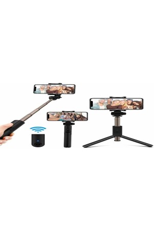 Bluetooth Kumandalı Selfie Çubuğu Tripot Stick Tripod Kablosuz 100cm 1K2O10100562 - 3