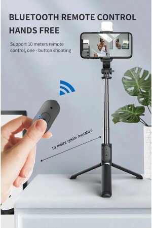 Bluetooth Kumandalı Selfie Çubuğu Tripot Stick Tripod Kablosuz 100cm 1K2O10100562 - 4