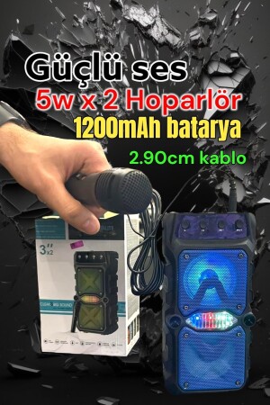 Bluetooth-Lautsprecher, Karaoke-Party-Lautsprecher mit Mikrofon, LED-RGB-Licht, Soundbombe, USB-SD-Eingang, mateoKaraoke - 2