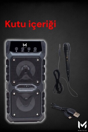 Bluetooth-Lautsprecher, Karaoke-Party-Lautsprecher mit Mikrofon, LED-RGB-Licht, Soundbombe, USB-SD-Eingang, mateoKaraoke - 7